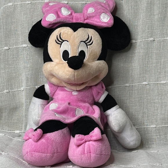Disney Minnie Mouse 21" Large Plush Cuddle Pink & White Polka Dot Dress, Bow GUC - Picture 2 of 16